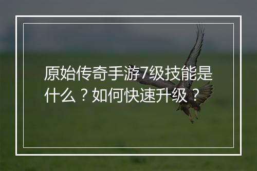 原始传奇手游7级技能是什么？如何快速升级？