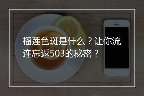 榴莲色斑是什么？让你流连忘返503的秘密？