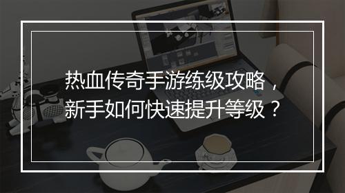 热血传奇手游练级攻略，新手如何快速提升等级？