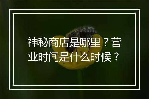 神秘商店是哪里？营业时间是什么时候？