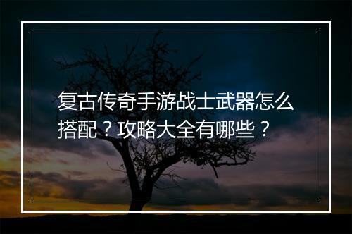 复古传奇手游战士武器怎么搭配？攻略大全有哪些？