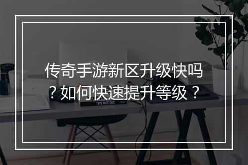 传奇手游新区升级快吗？如何快速提升等级？
