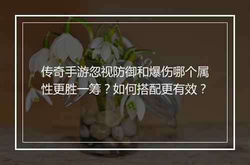 传奇手游忽视防御和爆伤哪个属性更胜一筹？如何搭配更有效？