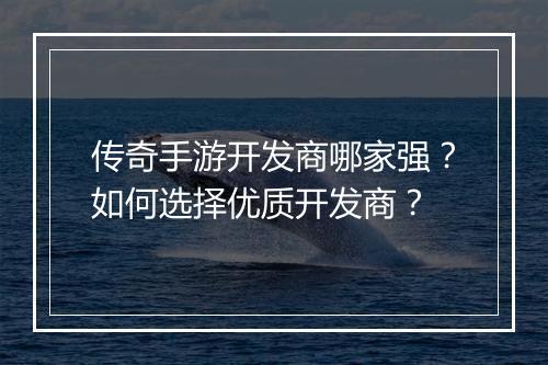 传奇手游开发商哪家强？如何选择优质开发商？