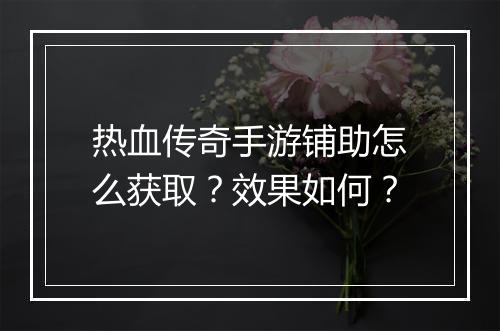 热血传奇手游铺助怎么获取？效果如何？