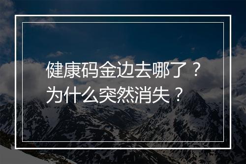 健康码金边去哪了？为什么突然消失？