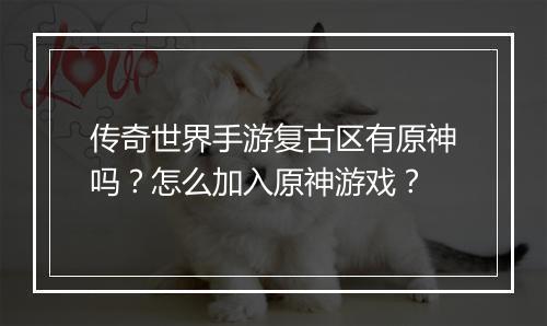 传奇世界手游复古区有原神吗？怎么加入原神游戏？