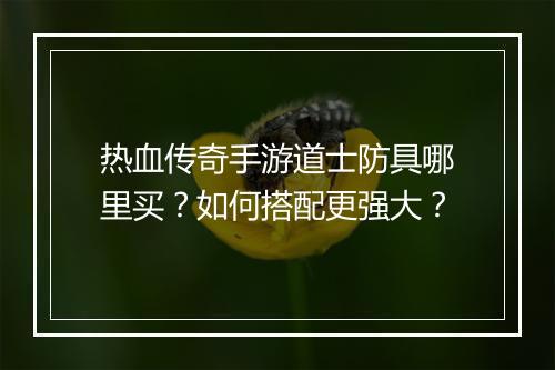 热血传奇手游道士防具哪里买？如何搭配更强大？