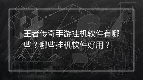 王者传奇手游挂机软件有哪些？哪些挂机软件好用？