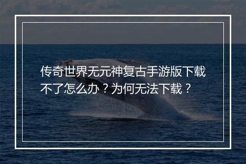 传奇世界无元神复古手游版下载不了怎么办？为何无法下载？