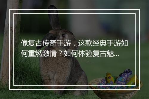像复古传奇手游，这款经典手游如何重燃激情？如何体验复古魅力？