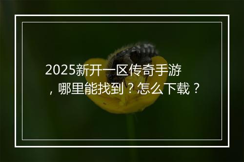 2025新开一区传奇手游，哪里能找到？怎么下载？
