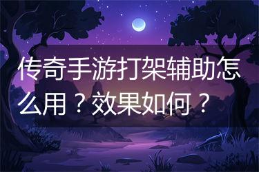 传奇手游打架辅助怎么用？效果如何？