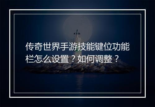 传奇世界手游技能键位功能栏怎么设置？如何调整？