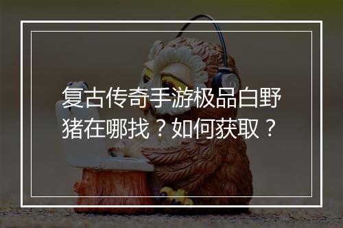 复古传奇手游极品白野猪在哪找？如何获取？