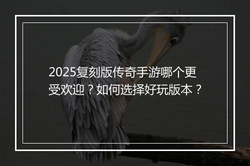 2025复刻版传奇手游哪个更受欢迎？如何选择好玩版本？