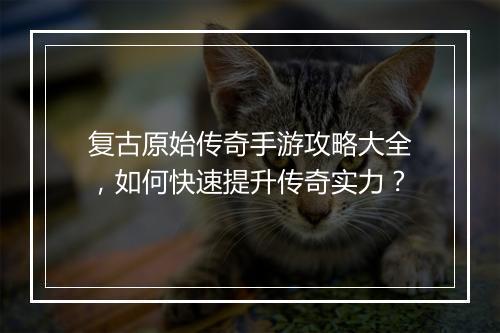 复古原始传奇手游攻略大全，如何快速提升传奇实力？