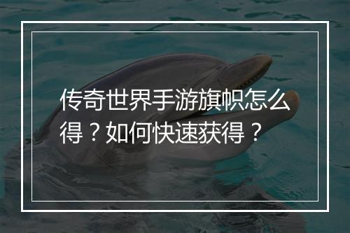 传奇世界手游旗帜怎么得？如何快速获得？