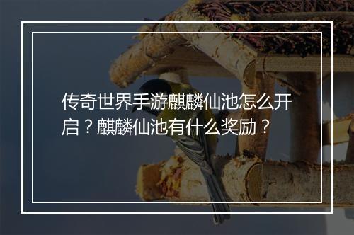 传奇世界手游麒麟仙池怎么开启？麒麟仙池有什么奖励？