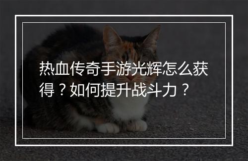 热血传奇手游光辉怎么获得？如何提升战斗力？
