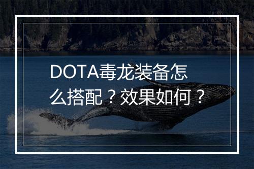 DOTA毒龙装备怎么搭配？效果如何？