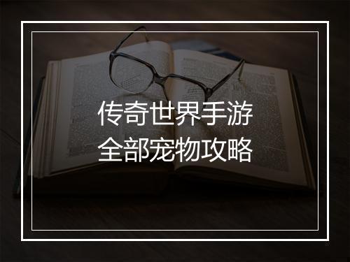 传奇世界手游全部宠物攻略