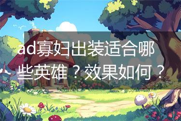 ad寡妇出装适合哪些英雄？效果如何？