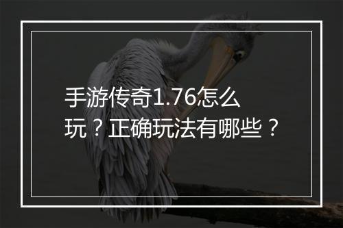 手游传奇1.76怎么玩？正确玩法有哪些？