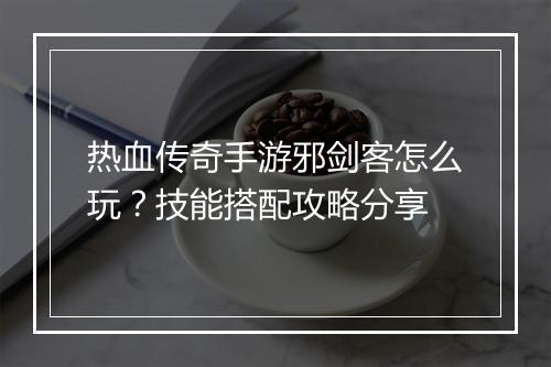 热血传奇手游邪剑客怎么玩？技能搭配攻略分享