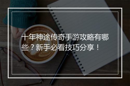 十年神途传奇手游攻略有哪些？新手必看技巧分享！