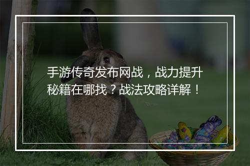 手游传奇发布网战，战力提升秘籍在哪找？战法攻略详解！