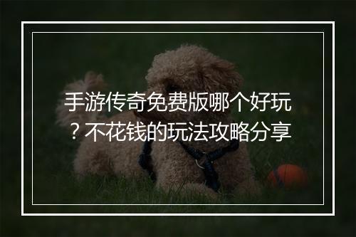 手游传奇免费版哪个好玩？不花钱的玩法攻略分享