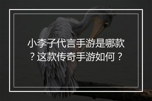 小李子代言手游是哪款？这款传奇手游如何？