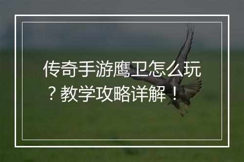 传奇手游鹰卫怎么玩？教学攻略详解！