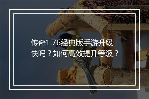 传奇1.76经典版手游升级快吗？如何高效提升等级？