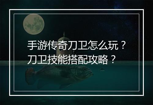 手游传奇刀卫怎么玩？刀卫技能搭配攻略？