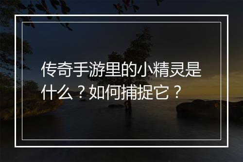 传奇手游里的小精灵是什么？如何捕捉它？