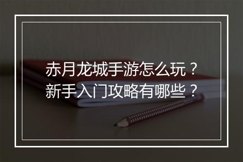 赤月龙城手游怎么玩？新手入门攻略有哪些？