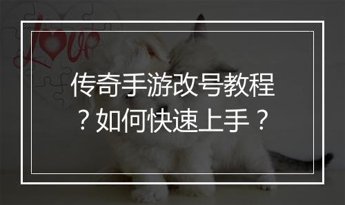 传奇手游改号教程？如何快速上手？