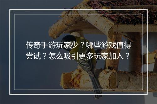 传奇手游玩家少？哪些游戏值得尝试？怎么吸引更多玩家加入？