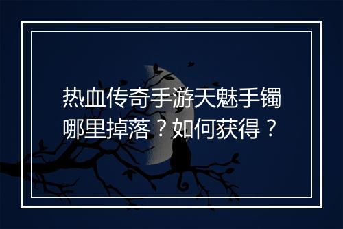 热血传奇手游天魅手镯哪里掉落？如何获得？