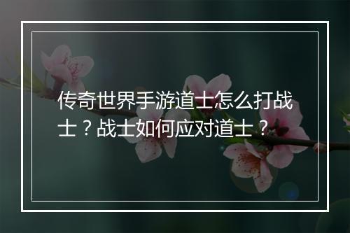 传奇世界手游道士怎么打战士？战士如何应对道士？