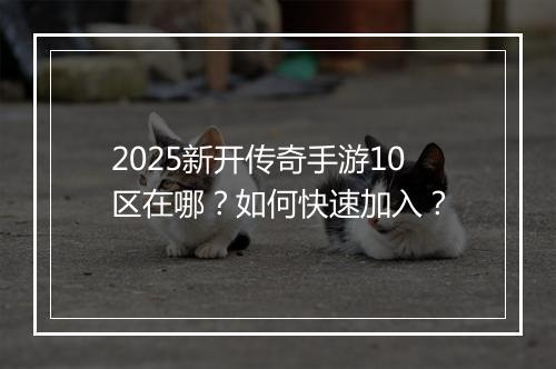 2025新开传奇手游10区在哪？如何快速加入？