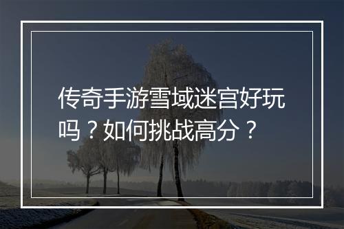 传奇手游雪域迷宫好玩吗？如何挑战高分？