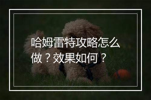 哈姆雷特攻略怎么做？效果如何？