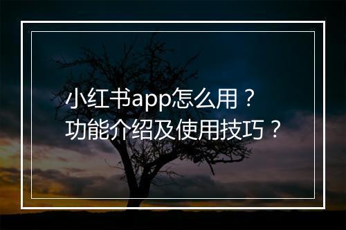 小红书app怎么用？功能介绍及使用技巧？