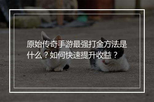 原始传奇手游最强打金方法是什么？如何快速提升收益？