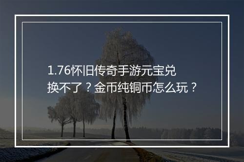 1.76怀旧传奇手游元宝兑换不了？金币纯铜币怎么玩？