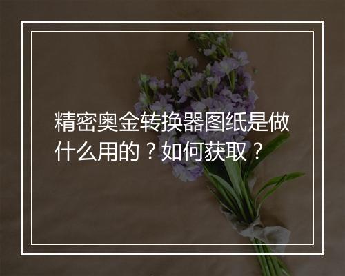 精密奥金转换器图纸是做什么用的？如何获取？