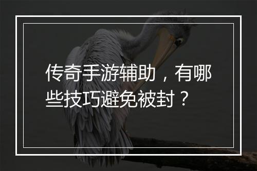 传奇手游辅助，有哪些技巧避免被封？